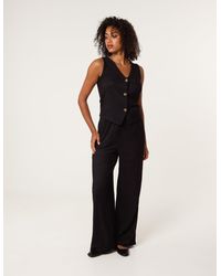 Blue Vanilla - Crinkle Elasticated Waist Wide Leg Trousers - Lyst