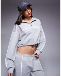 ASOS - Scuba-Style Fabric Half Zip Sweatshirt Co-Ord With Stripe Detail - Lyst