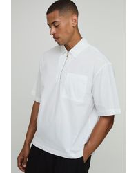 BoohooMAN - Oversized Boxy Quarter Zip Half Sleeve Shirt - Lyst