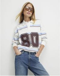 River Island - Sweatshirt Long Sleeve Stripe Number Cotton - Lyst