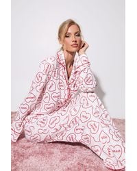 Boohoo - Valentines Heart Long Sleeve Shirt & Trouser 3 Piece Pyjama Set - Lyst
