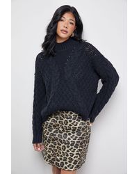 Warehouse - Chunky Cable Knit Roll Neck Jumper - Lyst