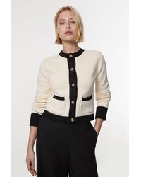 Karen Millen - Cotton Cropped Knit Boxy Cardigan - Lyst