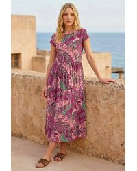 Roman - Paisley Print Short Sleeve Midi Dress - Lyst
