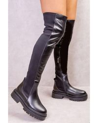 Where's That From - Elena Chunky Over The Knee Strech Boot - Lyst