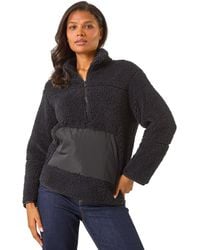 Roman - Funnel Neck Half Zip Fleece Jacket - Lyst