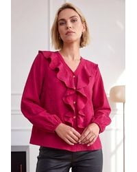 Roman - Ruffle Textured Blouse - Lyst