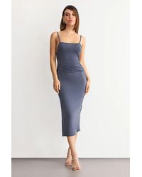 Hiccup - Square-Neck Bodycon Midi Dress With Side-Slit And Back Detail - Lyst