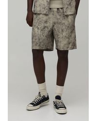 BoohooMAN - Relaxed Bleach Wash Textured Fit Shorts - Lyst