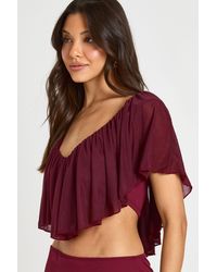 Boohoo - Frill Detail Plunge Top - Lyst