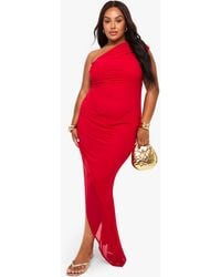 Boohoo - Plus Draped Mesh Maxi Dress - Lyst