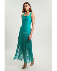 Karen Millen - Figure Form Bandage Strappy Tassel Hem Knitted Dress - Lyst