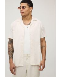 BoohooMAN - Regular Fit Short Sleeve Linen Blend Shirt - Lyst