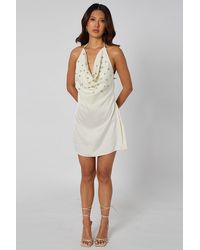 Urban Bliss - Button Detail Cowl Neck Mini Dress - Lyst