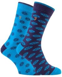 Farah - 2 Pairs Retro Cotton Rich Luxury Formal Dress Socks With Funky Patterns - Lyst