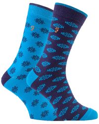 Farah - 2 Pairs Retro Cotton Rich Luxury Formal Dress Socks With Funky Patterns - Lyst