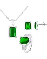 Lova - Lola Van Der Keen - Ketting Set, Oorbellen En Verstelbare Ring "smaragdgroene Kleur" Kristal En Zirkoniumoxiden 925 - Lyst