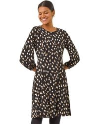 Roman - Speckled Print Stretch Dress - Lyst