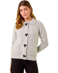 Roman - Bow Buttoned Collared Cardigan - Lyst