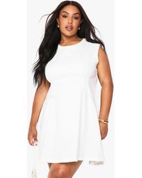 Boohoo - Plus Structured Pleated Shift Dress - Lyst