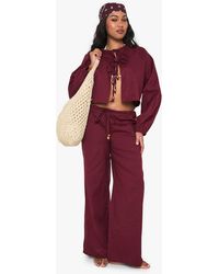 Boohoo - Plus Wooden Beaded Linen Beach Co Ord - Lyst