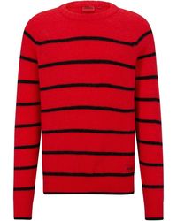 HUGO - Crew Neck Raglan Sleeve Long Sweater - Lyst