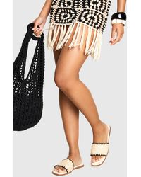 Boohoo - Contrast Stitch Raffia Sandals - Lyst