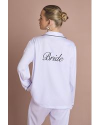 Boohoo - Bridal 'Bride' Jersey Embroidered Long Sleeve Shirt & Trousers Pyjama Set - Lyst