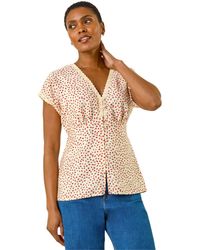 Roman - Floral Ditsy Print Lace Trim Top - Lyst