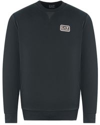 EA7 - Branded Patch Logo Black Sweatershirt - Lyst