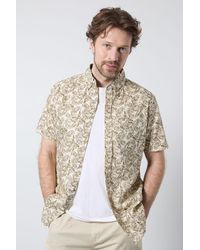 MAINE - Leaf Print Oxford Short Sleeve Shirt Cotton - Lyst