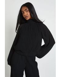 Boohoo - Plisse Batwing Blouse - Lyst