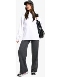 Boohoo - Brushed Ribbed Wide-Leg Pants - Lyst