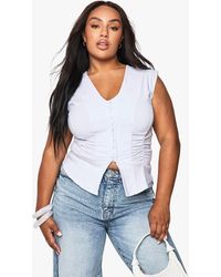 Boohoo - Plus Bengaline Ruched Sleeveless Hook & Eye Top - Lyst