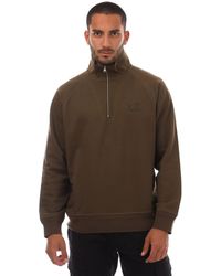 C.P. Company - Diagonaal Verhoogde Fleece Half-zip Logo Sweatshirt In Groen - Lyst
