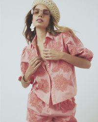 River Island - Shirt Cotton Puff Sleeve Cornelli Collared - Lyst
