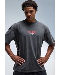 BoohooMAN - One More Rep Script Front Oversized Washed Extended Neck T-Shirt - Lyst