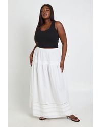 Boohoo - Plus Cotton Embroidered Maxi Skirt - Lyst