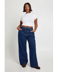 Boohoo - Plus Elasticated Back Tie Drawstring Straight Leg Jean - Lyst