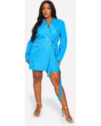 Boohoo - Plus Textured Tie Side Blazer Dress - Lyst