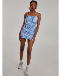 Pink Vanilla - Soft Smudge Print Mesh Strappy Mini Dress - Lyst
