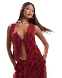 Kaiia - Exclusive Tie Front Waistcoat Co-Ord - Lyst