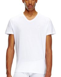 DIESEL - Tonaal Logo V-hals Wit T-shirt - Lyst
