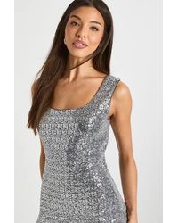 Boohoo - Square Neck Sequin Dress - Lyst