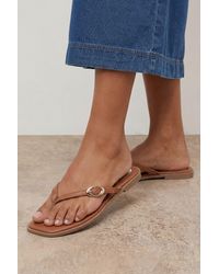 Oasis - Babs Faux Leather Buckle Detail Flip Flops - Lyst