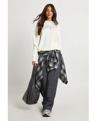 Boohoo - Sporty Embroidered Knitted Hoodie - Lyst