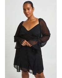 Boohoo - Plus Textured Chiffon Godet Hem Mini Dress - Lyst