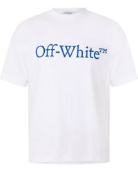 Off-White c/o Virgil Abloh - Off Gestreept Katoenen Normaal T-Shirt Voor Volwassenen /Trouw Blauw) - Lyst
