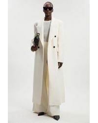 Karen Millen - Petite Brushed Wool Oversized Double Breasted Tailored Maxi Coat - Lyst