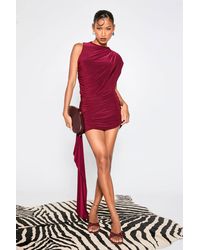 Boohoo - Slinky One Shoulder Ruched Detail Mini Dress - Lyst